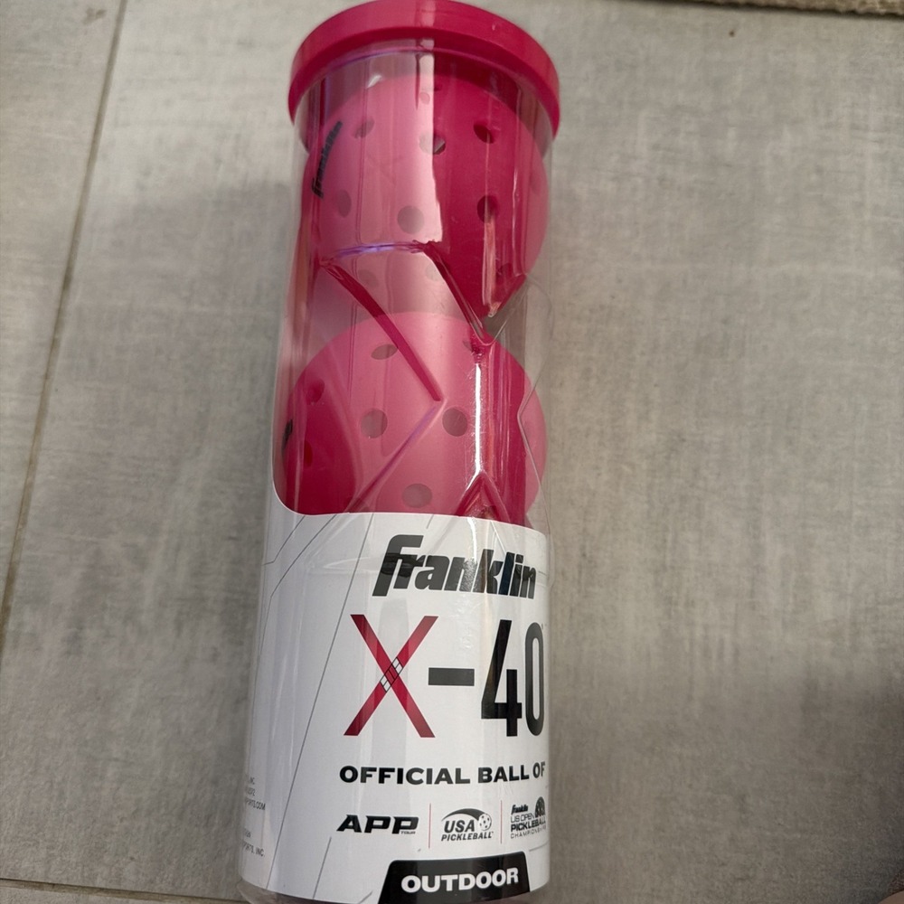 Franklin X-40 Pink Outdoor Pickleballs 3 Count Sleeve 52824 2.9in